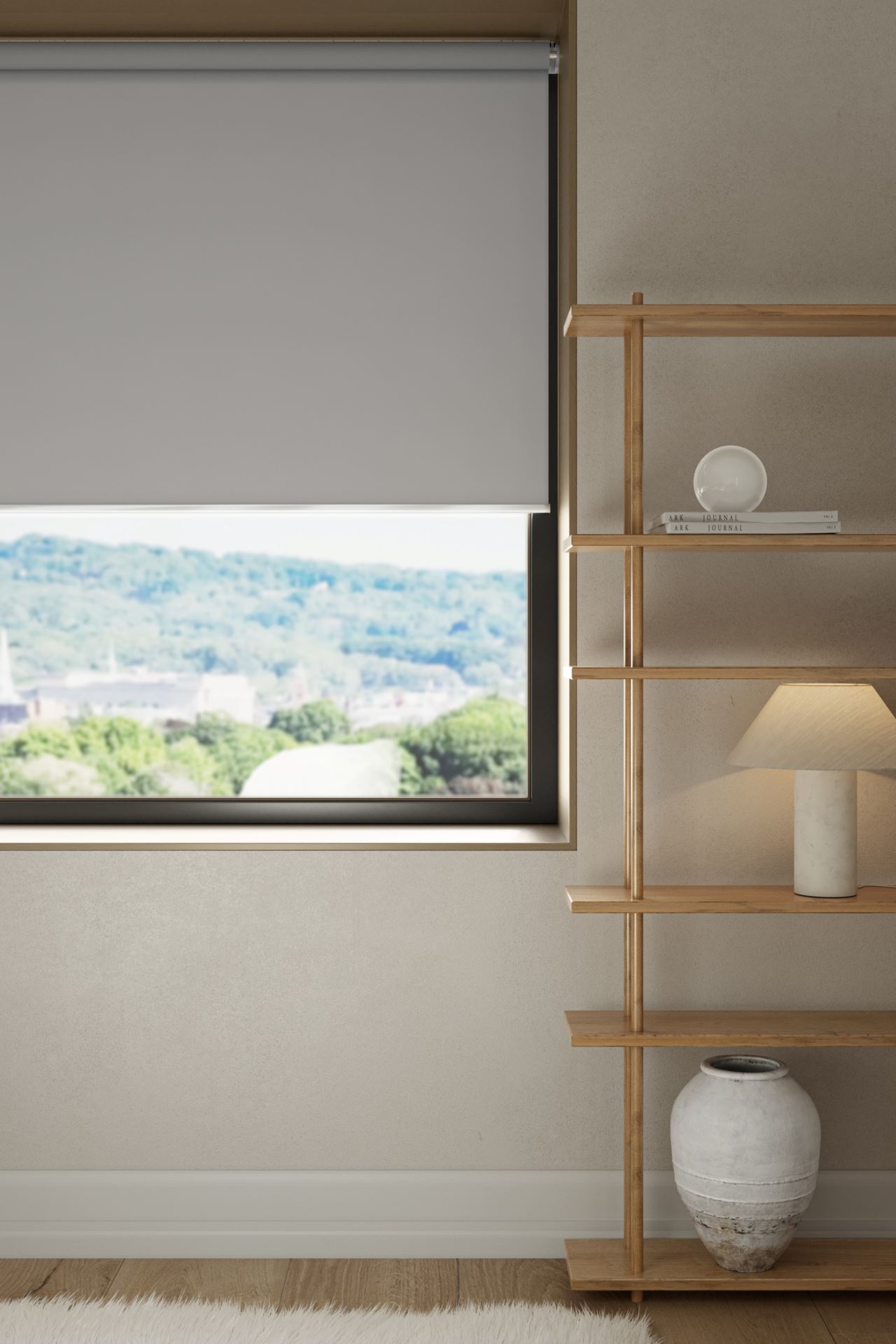 Pimentävä rullaverho, nyöritön harmaa - 2