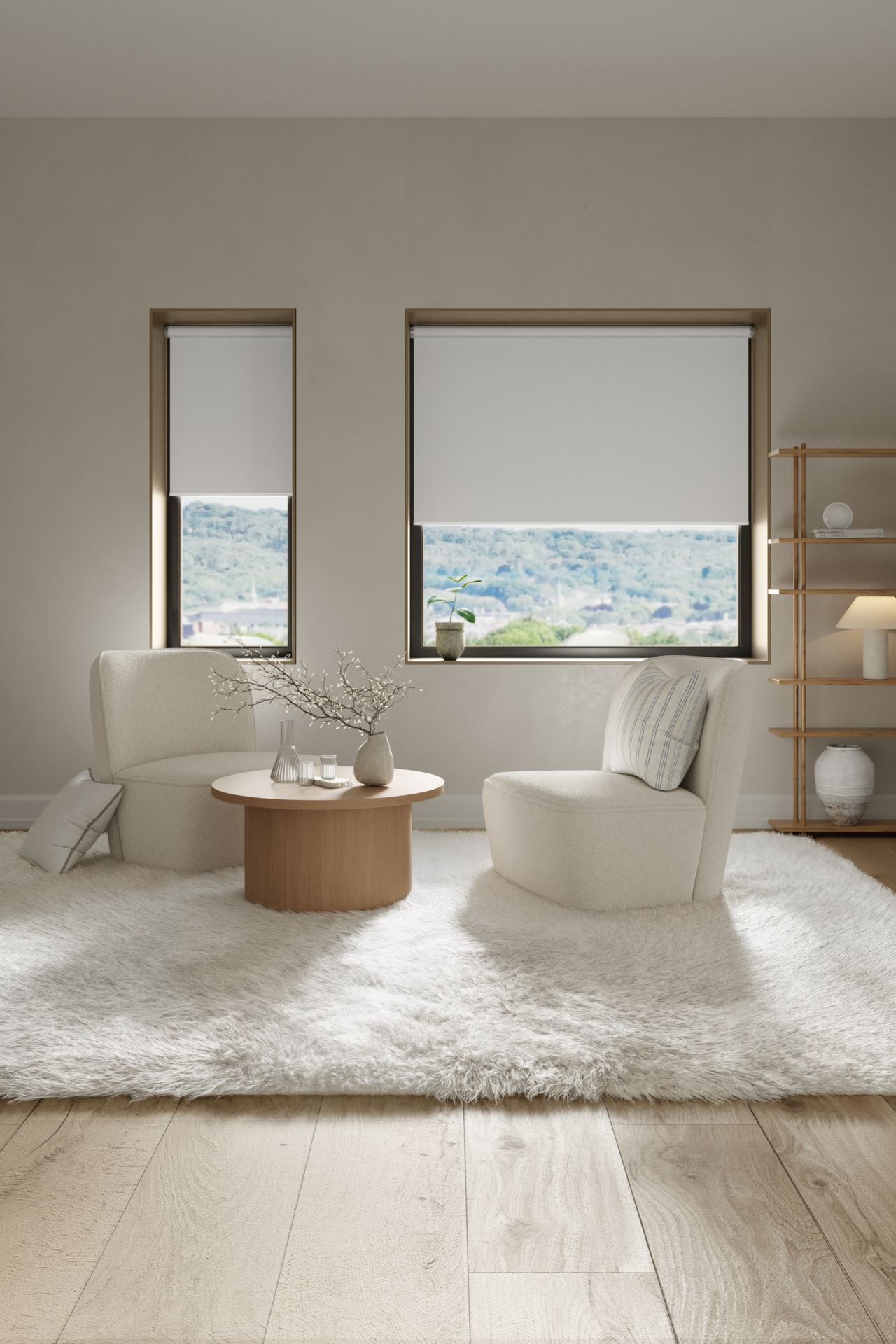 Pimentävä rullaverho, nyöritön valkoinen - 4