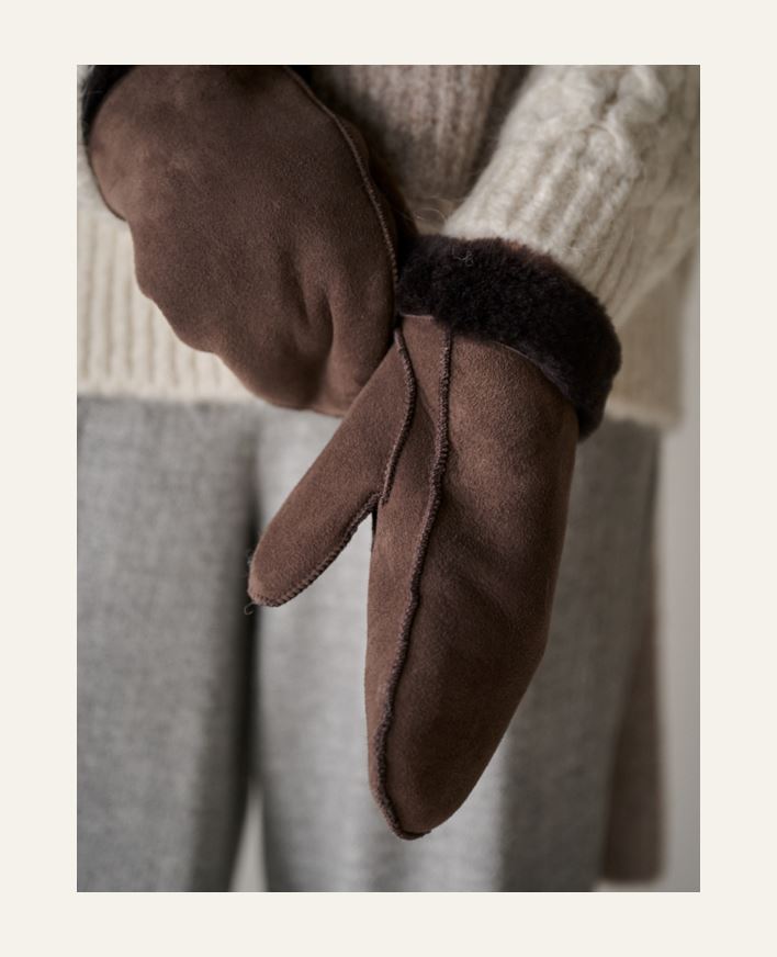 Nahkakäsineet tummanruskea - one size tummanruskea - 1