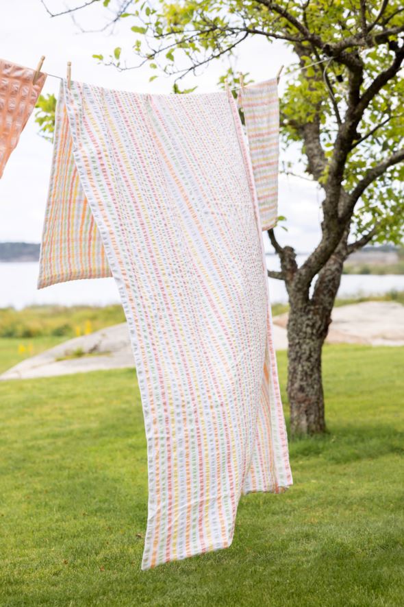 Pussilakanasetti lankavärjättyä kreppipuuvillaa moniväri - 5