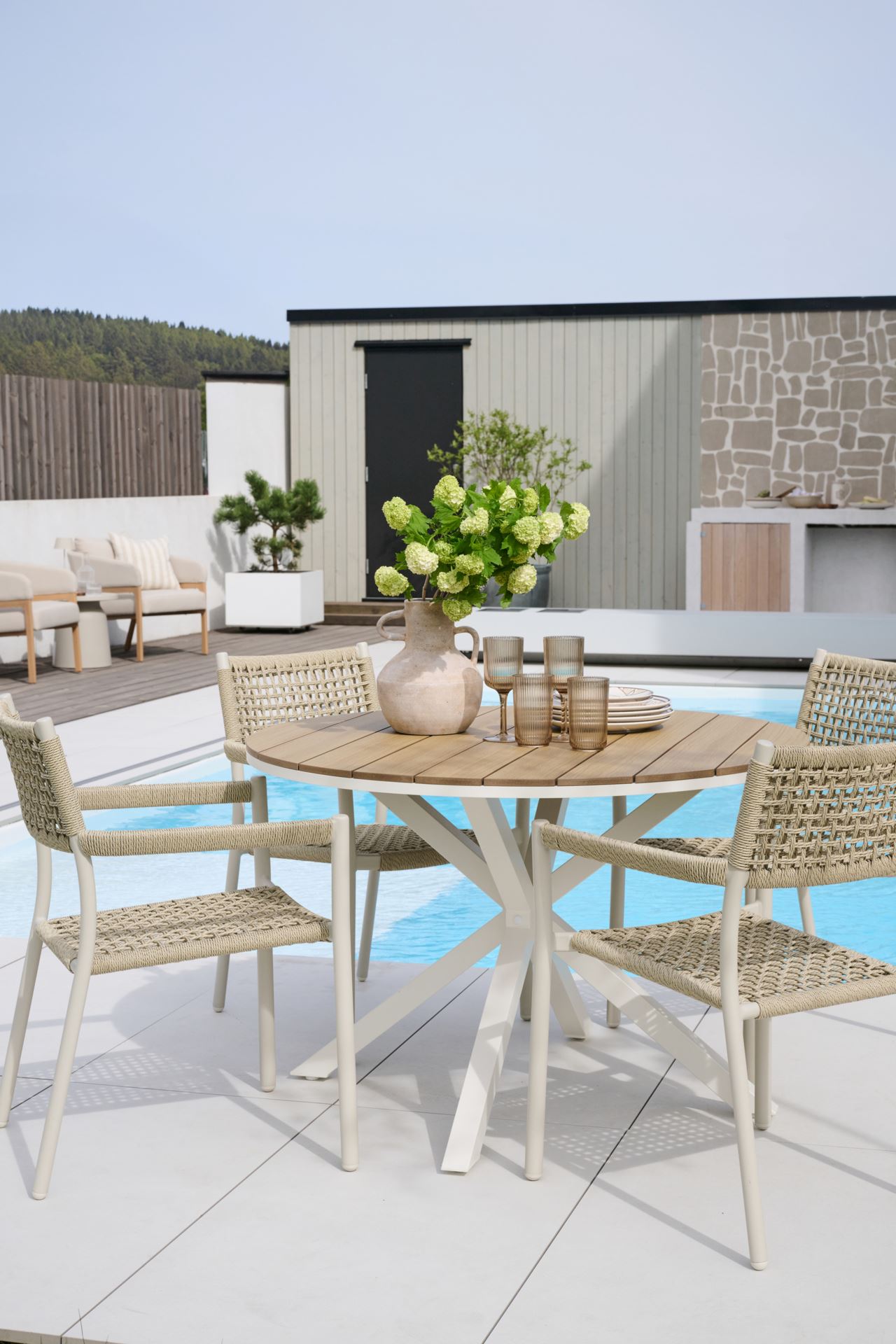 Puutarhapöytä luonnonvalkoinen - 2