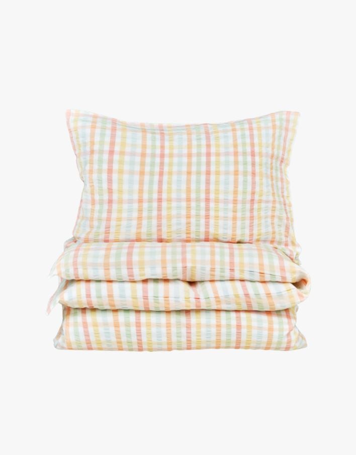 Pussilakanasetti lankavärjättyä kreppipuuvillaa moniväri - 150x210+50x60 cm moniväri - 1