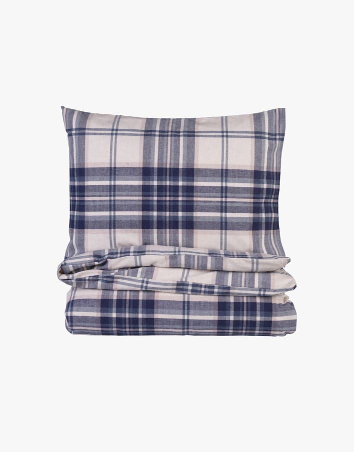 Pussilakanasetti lankavärjättyä flanellia mariininsininen - 150x210 cm mariininsininen - 1