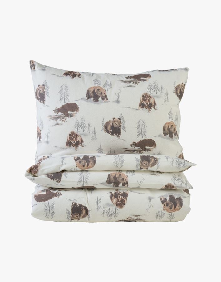 Flanellipussilakanasetti ruskea - 150x210+50x60 cm ruskea - 1