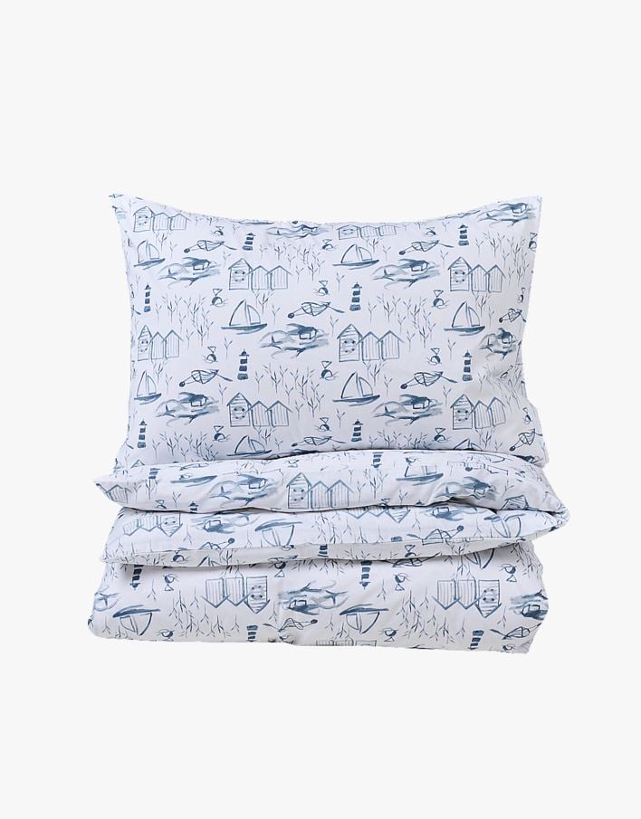 Pussilakanasetti puuvillaa mariininsininen - 150x210 cm mariininsininen - 1