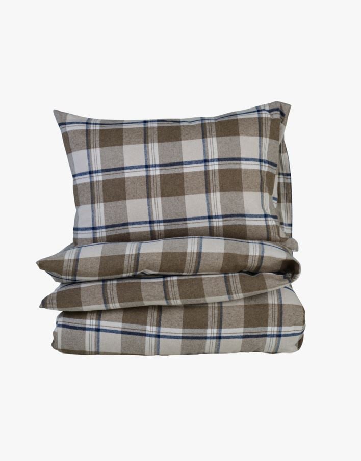 Pussilakanasetti lankavärjättyä flanellia moniväri/ruskea - 230x220 cm moniväri/ruskea - 1
