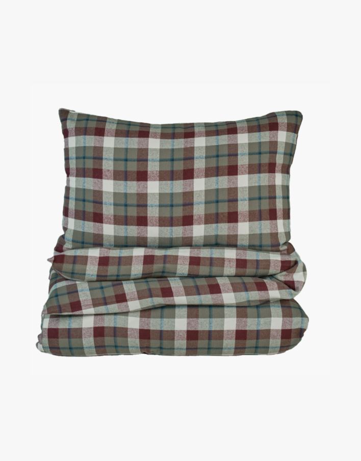 Pussilakanasetti lankavärjättyä flanellia moniväri/vihreä - 150x210 cm moniväri/vihreä - 1