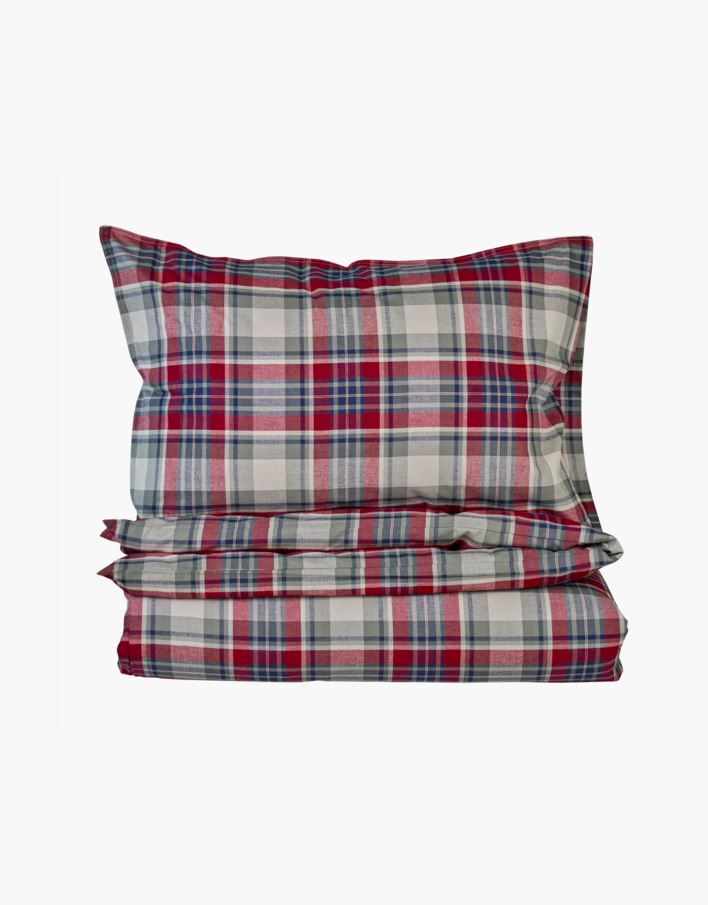 Pussilakanasetti lankavärjättyä puuvillaa moniväri/punainen - 150x210 cm moniväri/punainen - 1